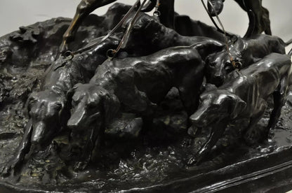 P.J. Mene The Hunt Scene Large Bronze Sculpture Pierre Jules Statue Horse Dogs