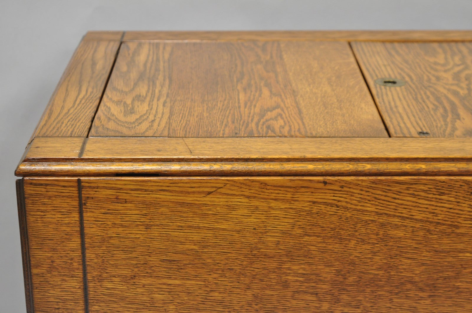 Antique Arts & Crafts Oak Wood Rolling Bar Cart Liquor Cabinet by Lammert's