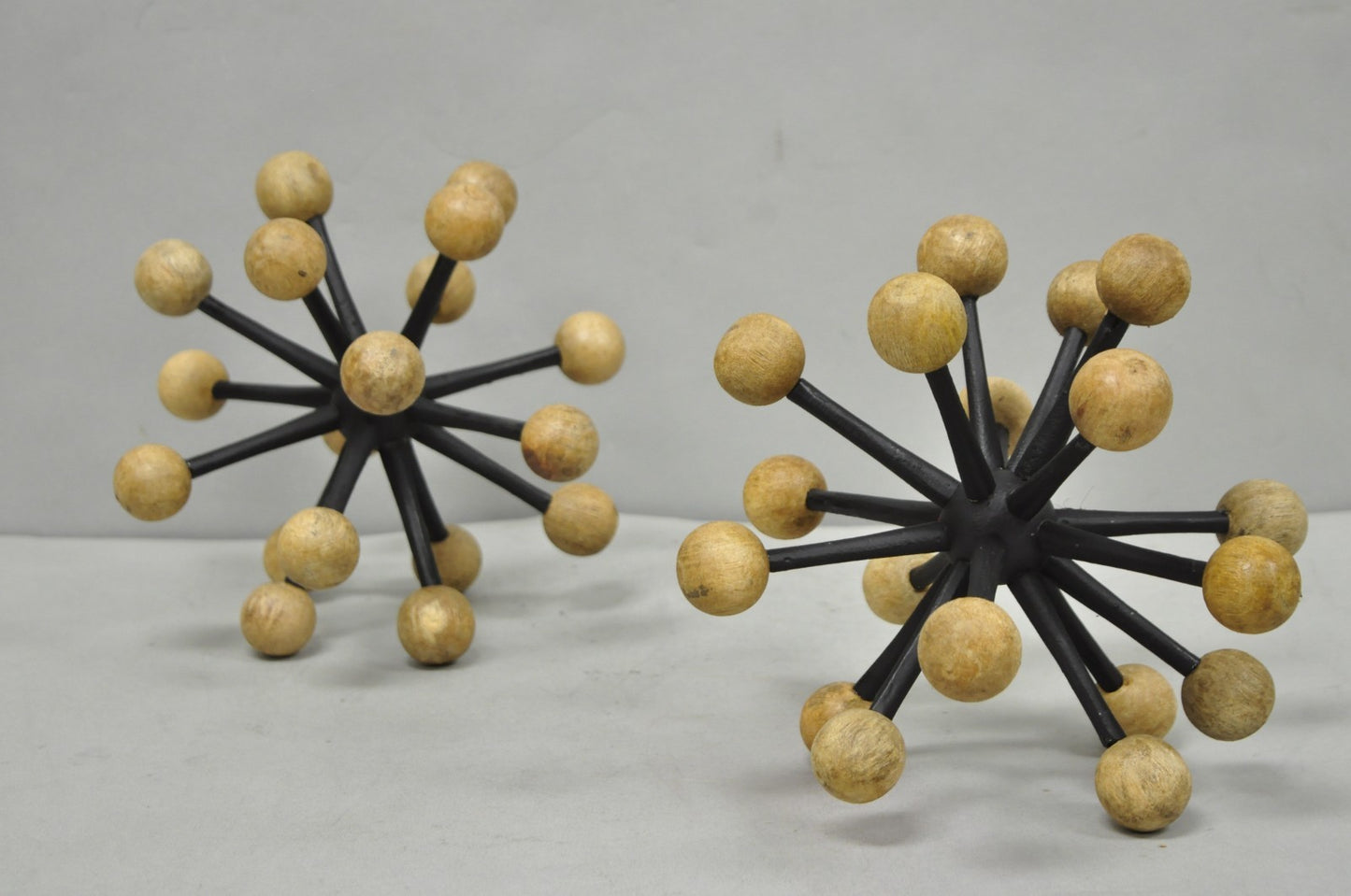 Contemporary Modern Wood & Metal "Jax" Abstract Table Decor - a Pair