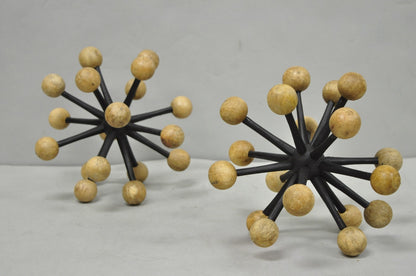 Contemporary Modern Wood & Metal "Jax" Abstract Table Decor - a Pair