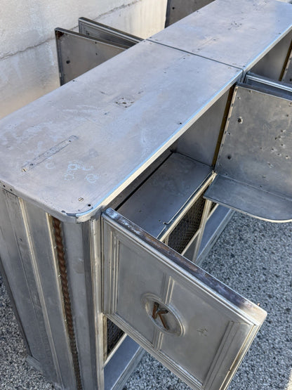 Antique Art Deco Steel Metal Dual Sided Dental Medical Cabinets Bar - a Pair