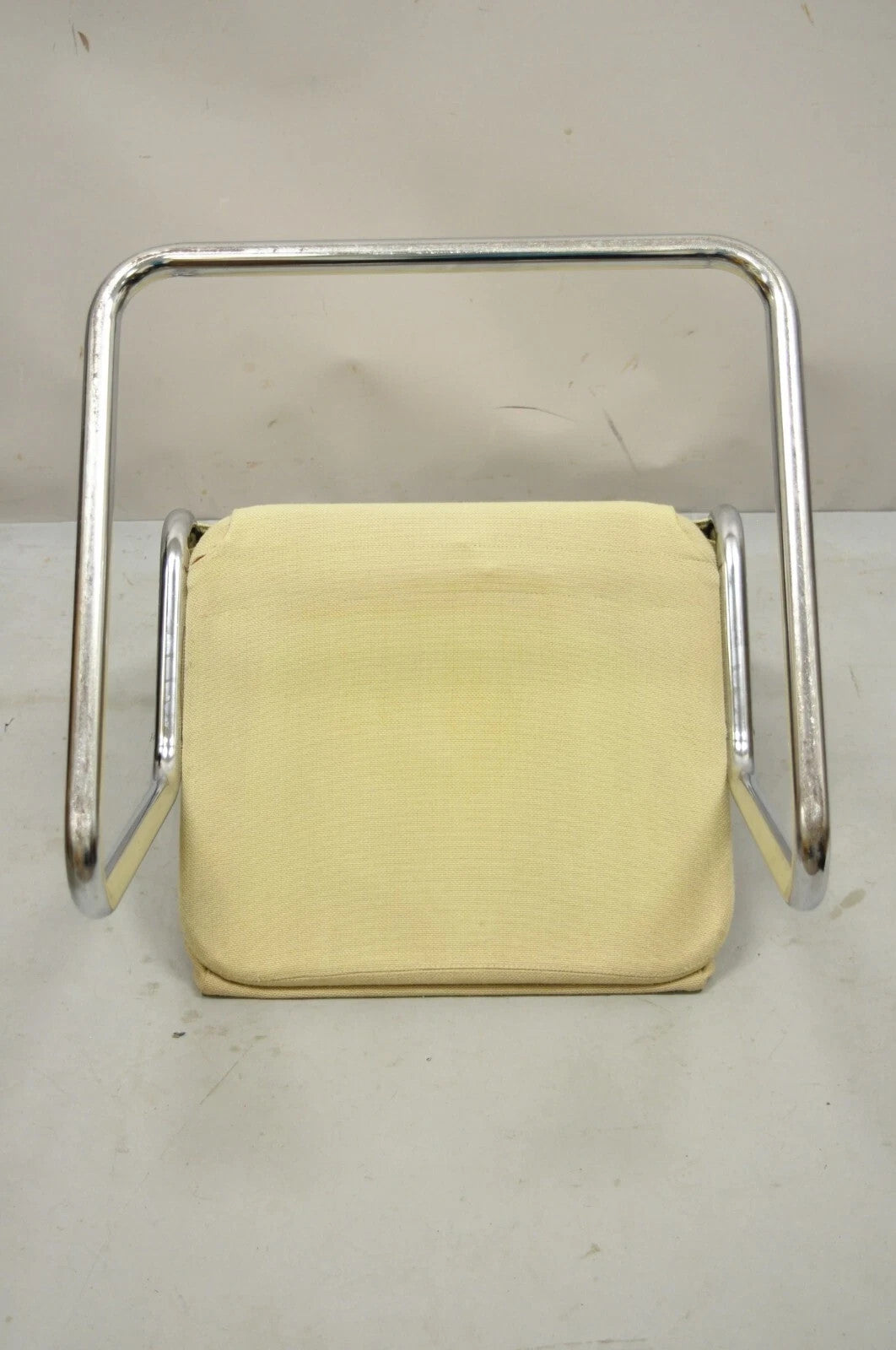 Mid Century Modern Milo Baughman Style Tubular Chrome Cantilever Side Chair