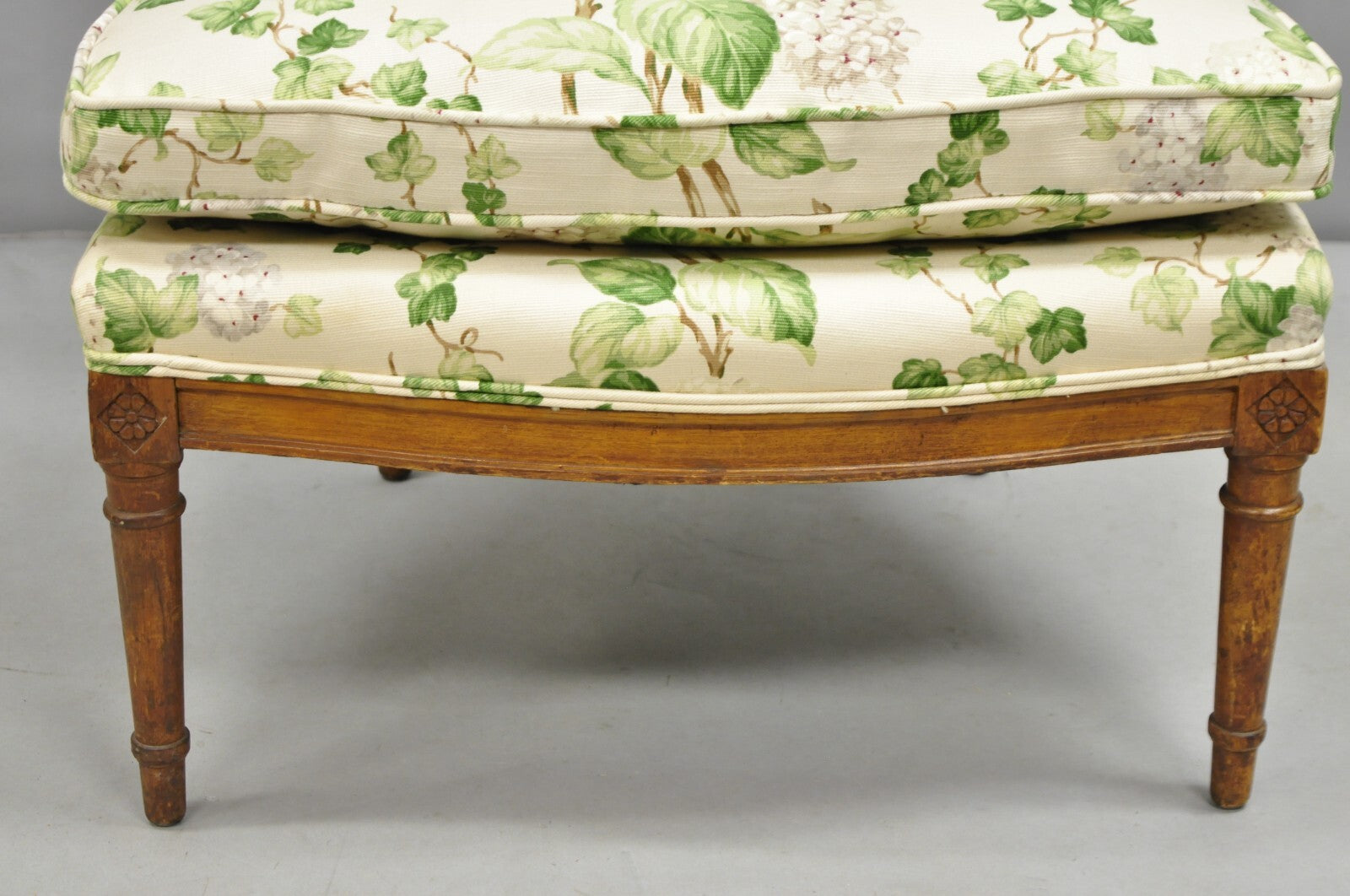 Antique French Country Louis XVI Style Walnut Boudoir Slipper Lounge Chair