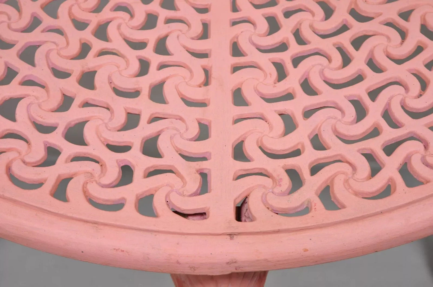 Vintage Italian Neoclassical Style Cast Aluminum Pink Demilune Console Table