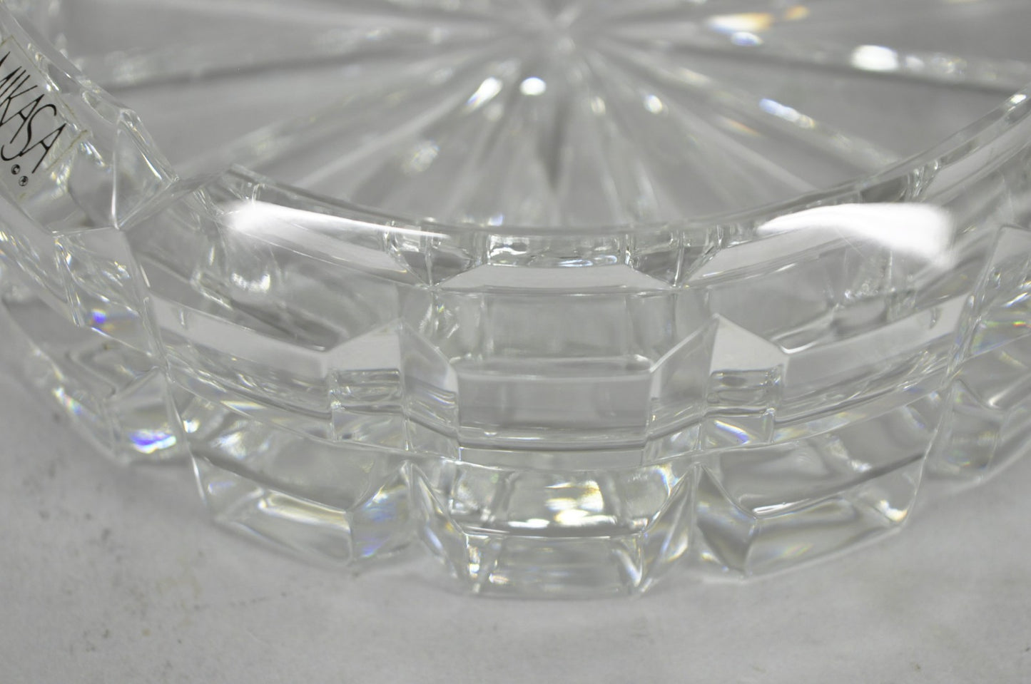 Vintage Highcrest by Mikasa Large 7" Leaded Crystal Glass Ashtray Cube Pattern
