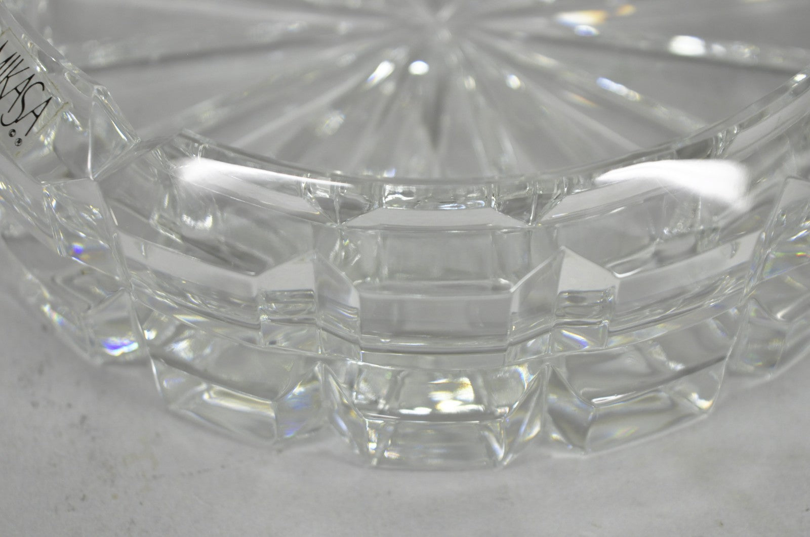 Vintage Highcrest by Mikasa Large 7" Leaded Crystal Glass Ashtray Cube Pattern