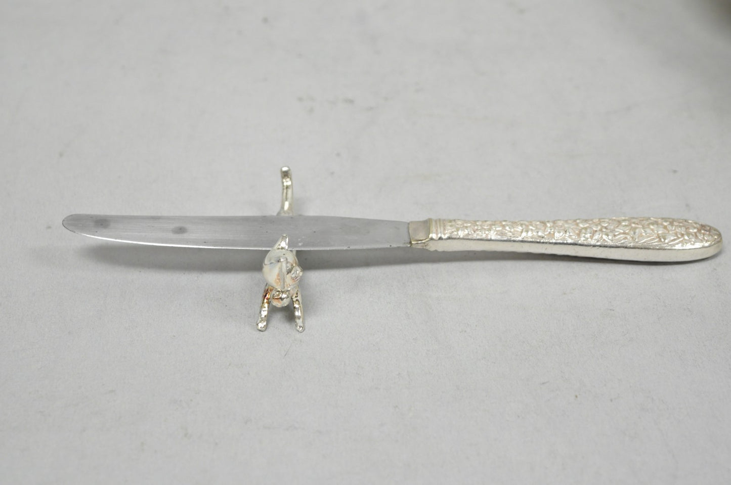 Vintage Art Deco Small Silver Plated Metal Figural Cat Knife Rests - Set of 5