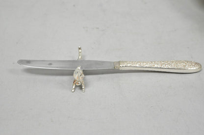 Vintage Art Deco Small Silver Plated Metal Figural Cat Knife Rests - Set of 5