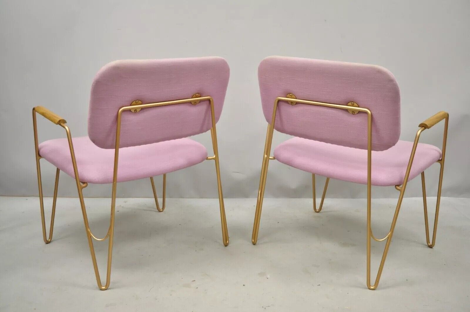 Alessandra Delgado "Bruna" Minimalist Purple Gold Hairpin Lounge Chairs - a Pair