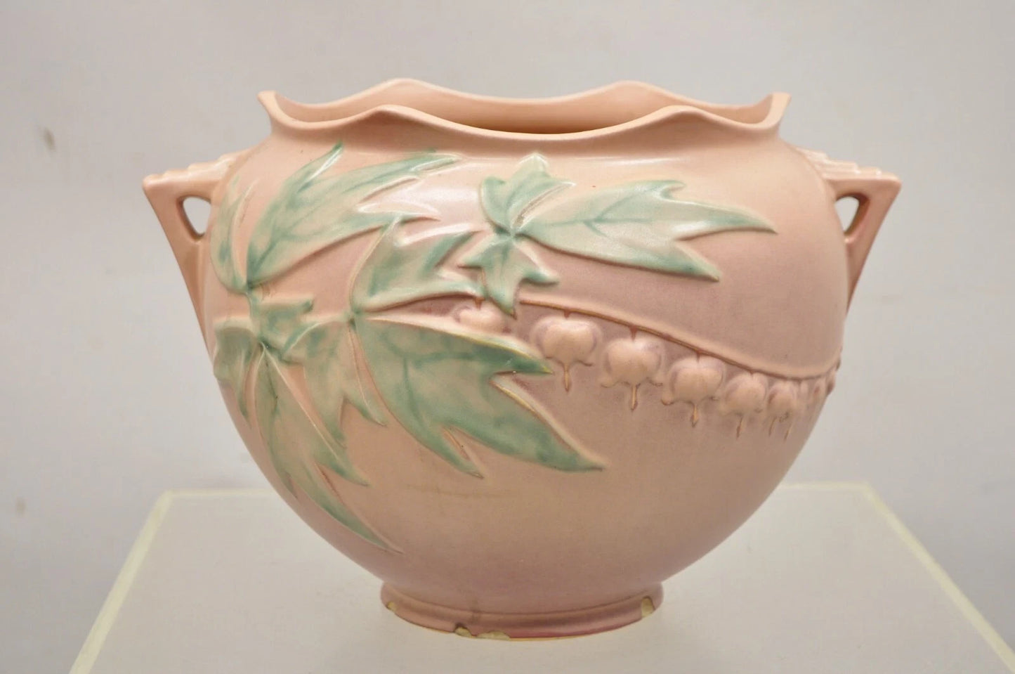 Antique Roseville Gardenia Bleeding Heart Pink 651-8" Jardiniere Planter Pot