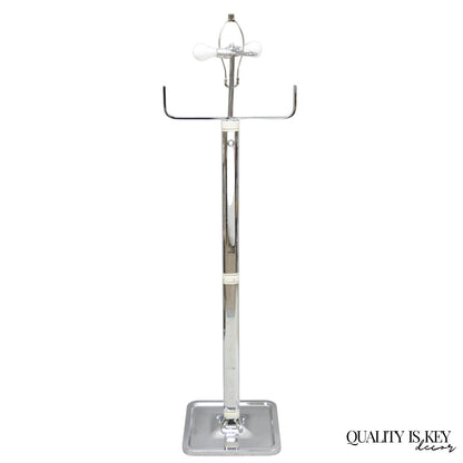 Vintage Postmodern Silver Chrome Metal Sculptural Modernist Pole Floor Lamp