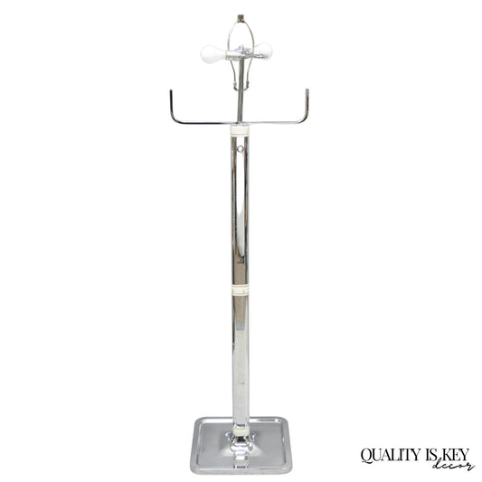Vintage Postmodern Silver Chrome Metal Sculptural Modernist Pole Floor Lamp