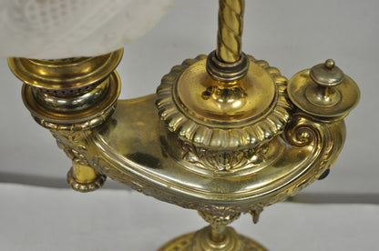 Antique French Renaissance Bronze Gone With The Wind Genie Lantern Student Lamp