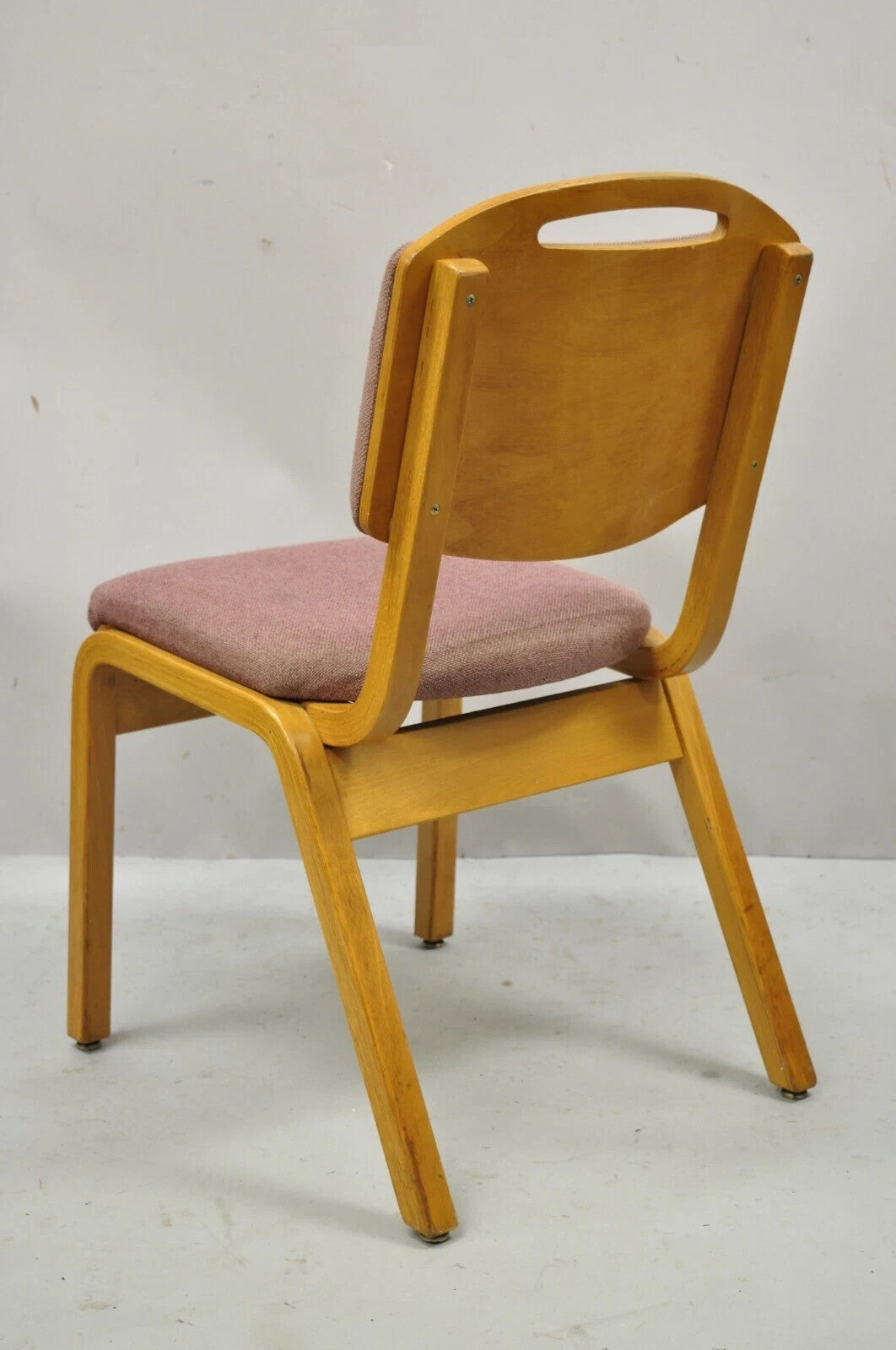Vintage Sauder Designare Mid Century Modern Pink Bentwood Stacking Side Chair