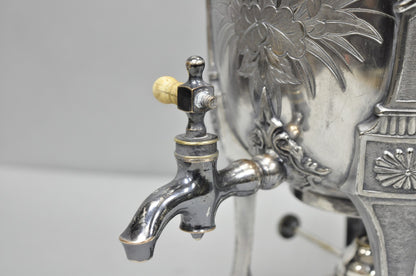 Antique Victorian Silver Plated Floral Engraved Coffee Samovar by Lucius Hart