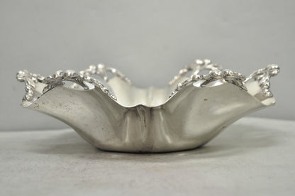 Vintage Victorian Silver Plated Scalloped Candy Dish Fruit Bowl Berry Design
