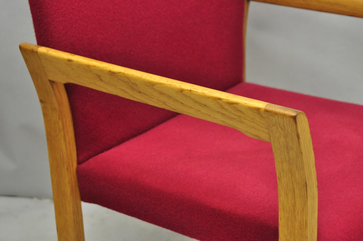 Vintage Gunlocke Mid Century Modern Oak Wood Stacking Arm Chairs - Set of 4