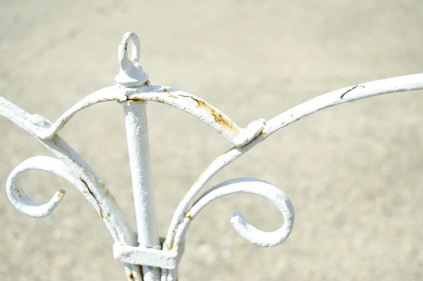 Antique French Art Deco Art Nouveau White Painted Wrought Iron Birdcage Stand