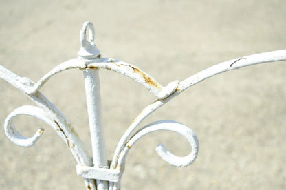 Antique French Art Deco Art Nouveau White Painted Wrought Iron Birdcage Stand
