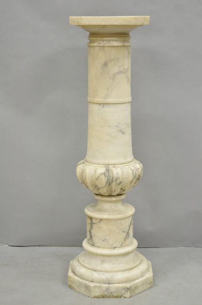 Antique Italian Classical Carved Marble Column Empire Pedestal Bust Stand