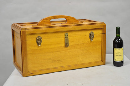 Vintage Arts & Crafts Custom Handmade Large Wooden Tool Chest Tool Box