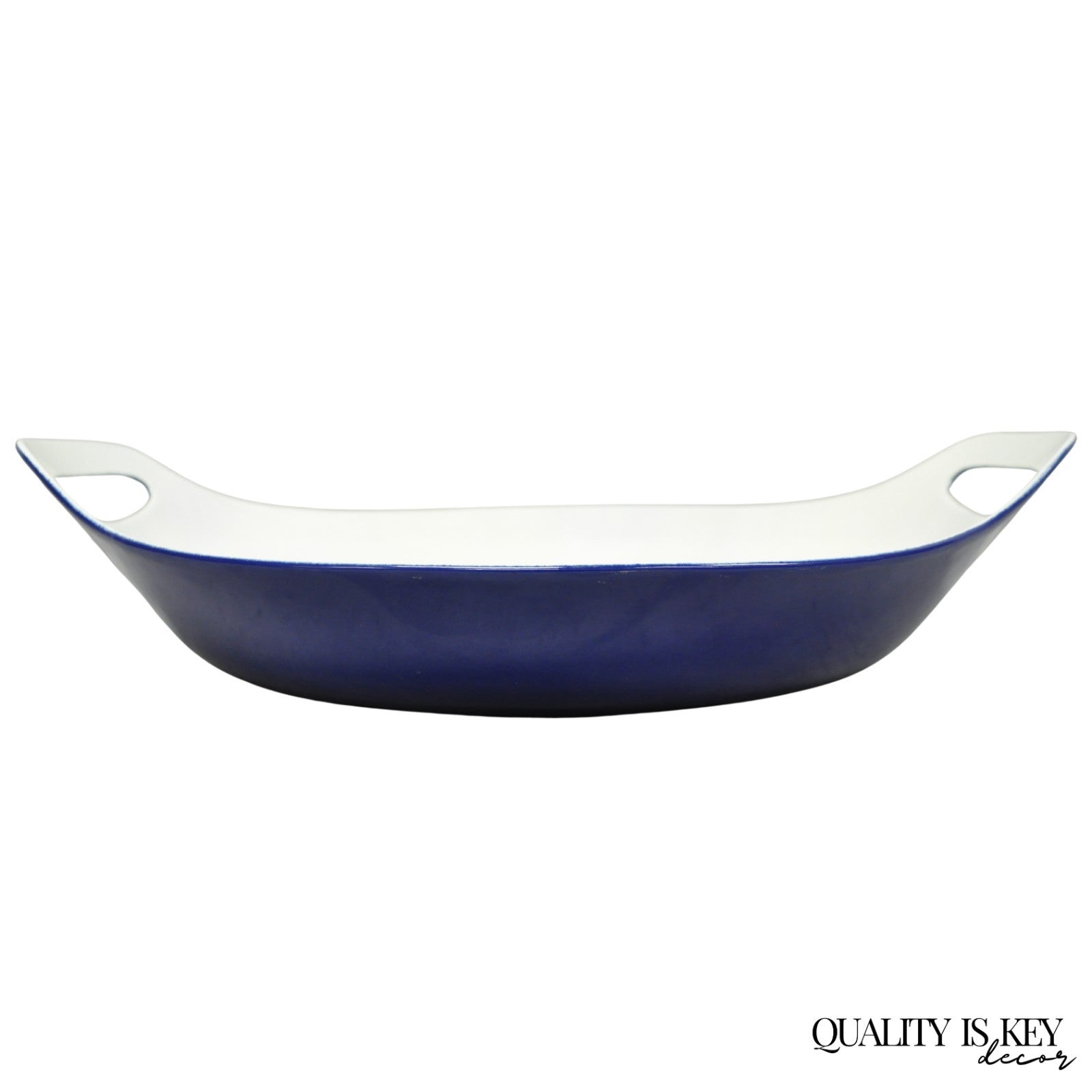 Vintage Michael Lax Copco Denmark Modern Blue Enamel Cast Iron Paella Dish Pan