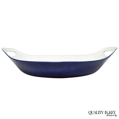 Vintage Michael Lax Copco Denmark Modern Blue Enamel Cast Iron Paella Dish Pan