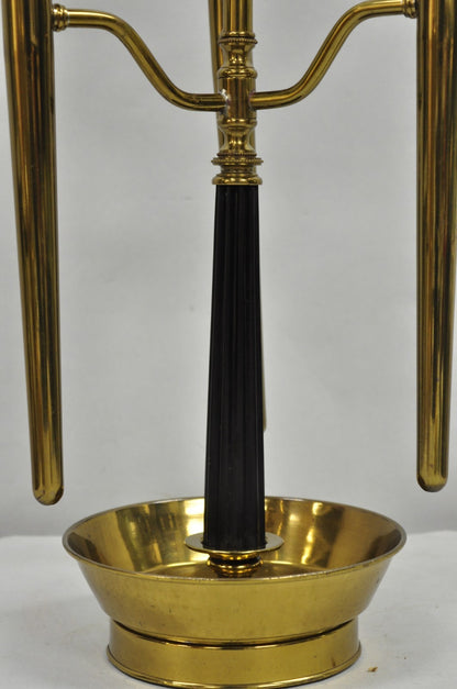 Tommi Parzinger Style Mid Century Modern Tall Brass Hurricane Shade Candelabra