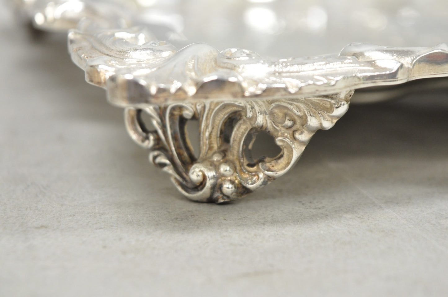 Vintage English Silver Mfg. Silver Plated Ornate Square Bar Serving Platter Tray