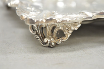 Vintage English Silver Mfg. Silver Plated Ornate Square Bar Serving Platter Tray