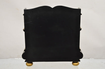 Decorative Chinoiserie Bombe Style Black Lacquer Oriental Jewelry Box