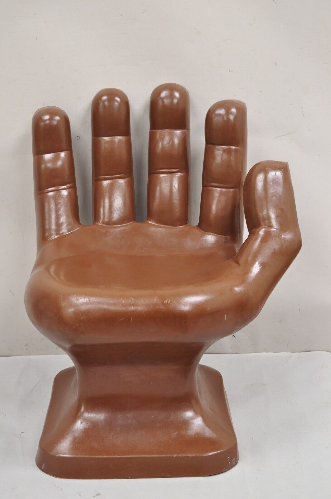 Vintage Mid Century Modern 1980s Brown Molded Plastic Hand Chair