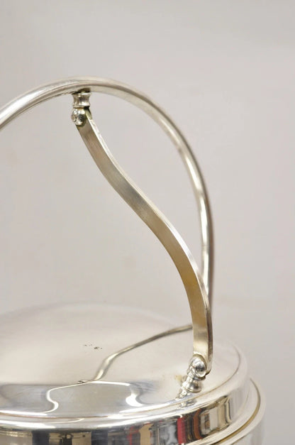 Vintage Wallace Mid Century Modern Silver Plated Glass Lined Hinged Ice Bucket