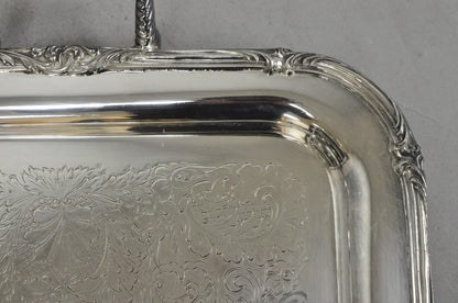 Vintage Sheffield Silver Plated Square Serving Bar Tray w/ Celluloid Handles