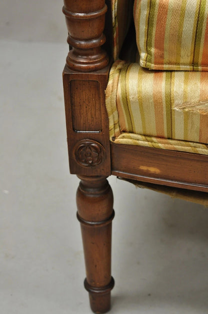 Vintage High Back French Hollywood Regency Stately Throne Lounge Arm Chair