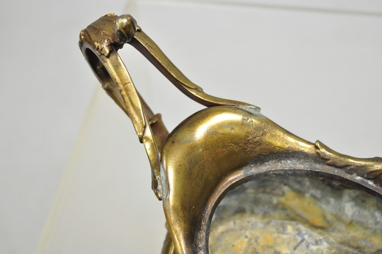 French Art Nouveau Louis XV Gold Spelter Metal Planter Jardiniere Centerpiece