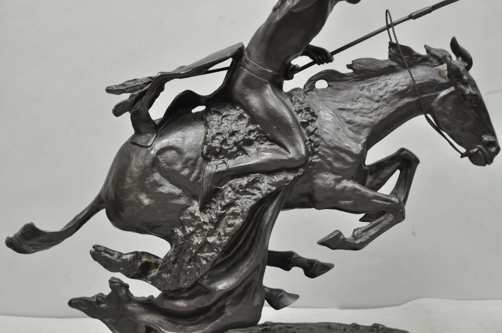 Frederic Remington "Cheyenne" Lost Wax Cast Bronze Native American Sculpture