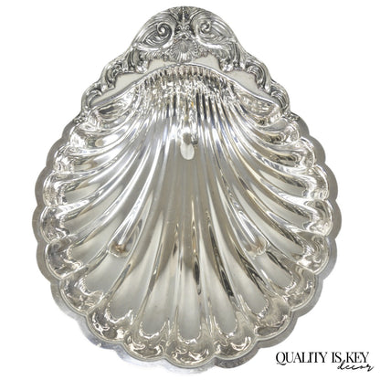 Vintage FB Rogers Silver Plated Large Clam Shell Serving Dish w / Dolphin