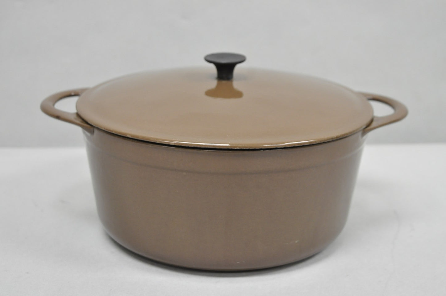 Vintage Cousances France Enameled Cast Iron Dutch Oven Pot Chocolate Brown # 22
