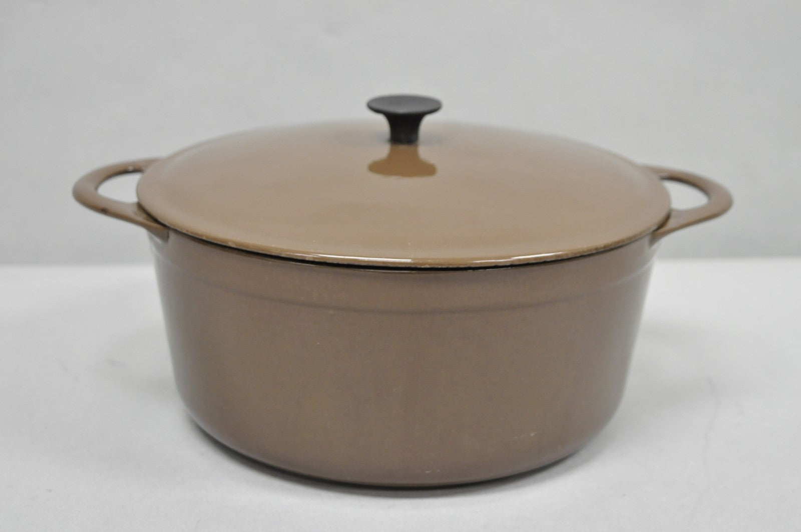 Vintage Cousances France Enameled Cast Iron Dutch Oven Pot Chocolate Brown # 22