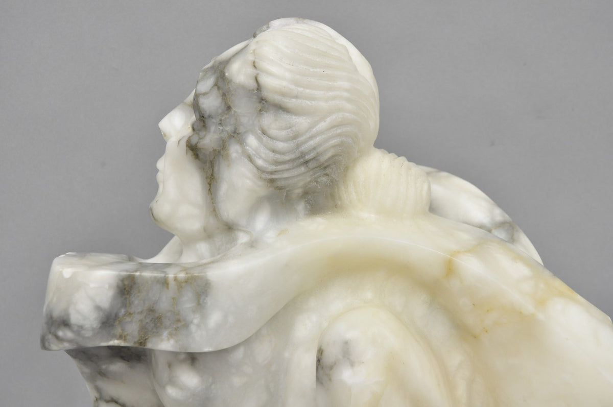 Vintage Seymour Shuren Modern Carved Alabaster Native American Figure Sculpture