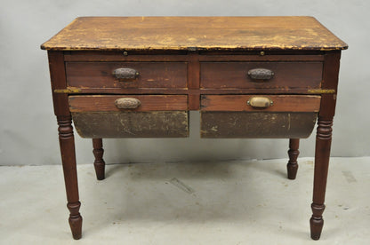 Antique French Country Primitive Possum Belly Pine Wood Bakers Work Table