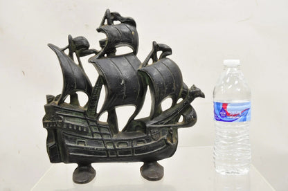 Antique Victorian 1930 Creation Co Cast Iron Figural Ship Boat Door Stop (B)