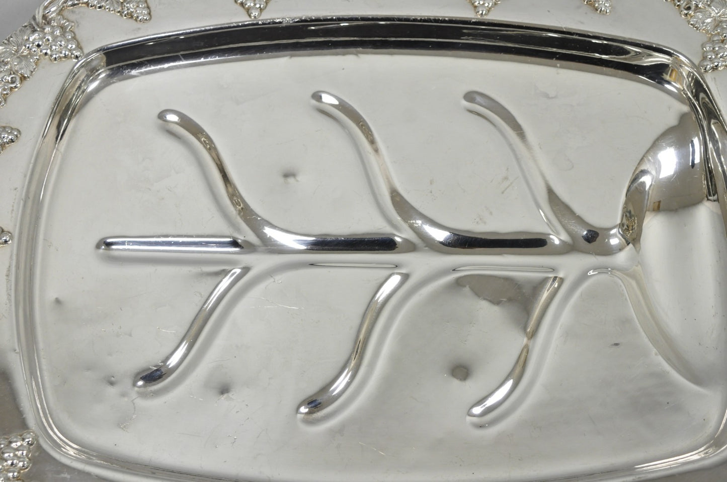 Antique English Victorian Silver Plated Grapevine Meat Cutlery Tray by Benedict