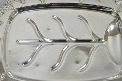 Antique English Victorian Silver Plated Grapevine Meat Cutlery Tray by Benedict