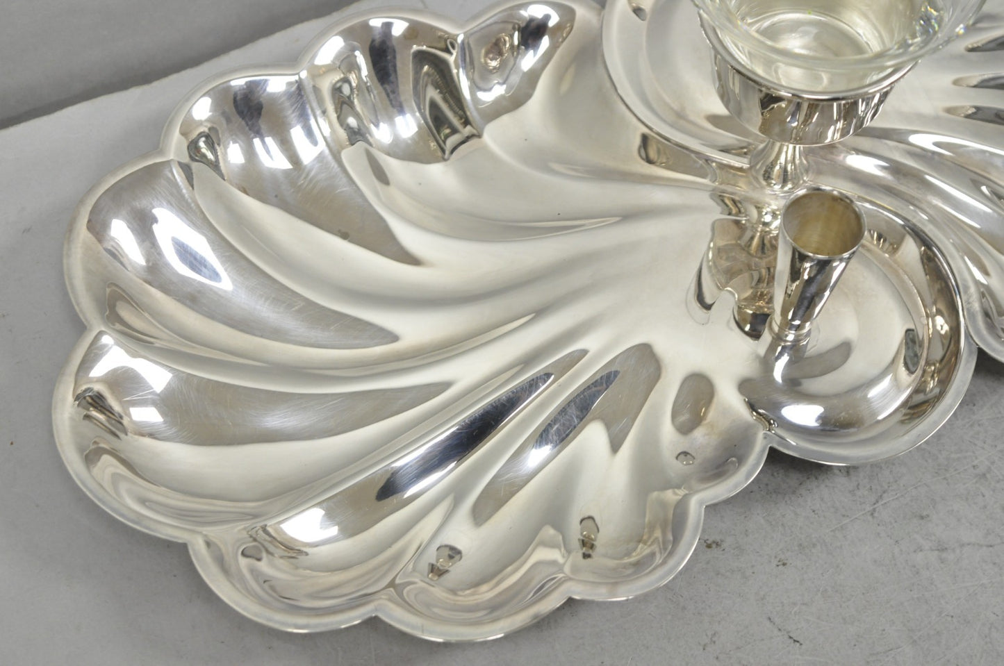 Vintage Sheffield Silver Plated Clam Shell Shrimp Cocktail Serving Platter Tray