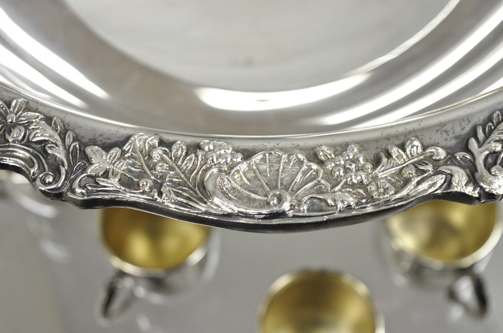 Vintage FB Rogers Silver Plated Victorian Style Punch Bowl Set w/ 10 Cups