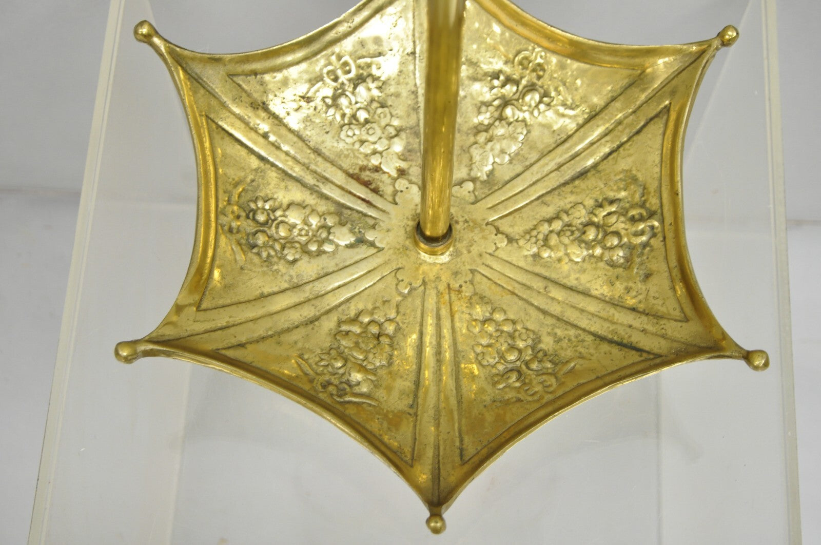 Vintage English Victorian Style Brass Umbrella Cane Stand w/ Serpent Handle