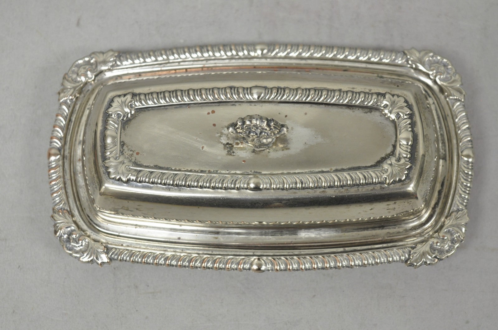 Vintage Victorian Silver Plated Repousse Covered Butter Dish w/ Glass Liner