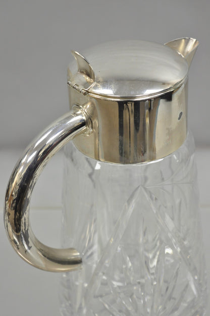 Antique Victorian German Silver Plated Cut Crystal Glass Lemonade Water Pitcher